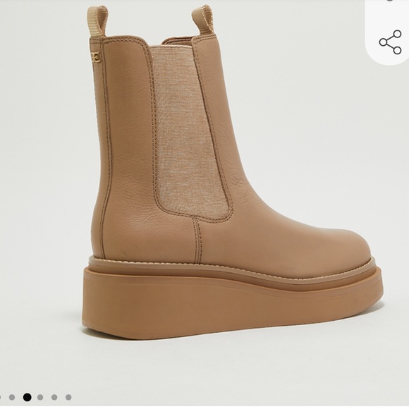 SOLD-Sam Edelman Kolton Wedge Chelsea Boots Cedarwood leather platform size 7 - Picture 4 of 12